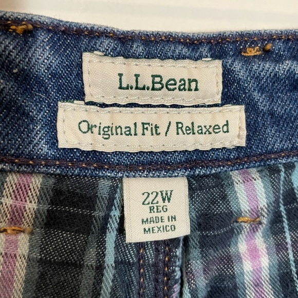 LL Bean Flannel Lined Jeans Plus Size 22W Original Fit Relaxed Denim Stretch - Picture 2 of 11